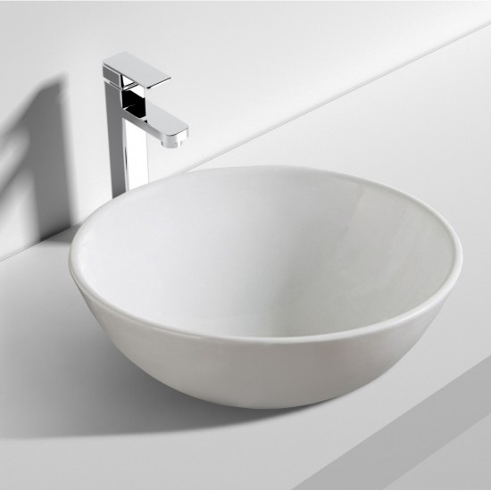 400*400*155mm Bathroom Round Above Counter White Ceramic Wash Basin